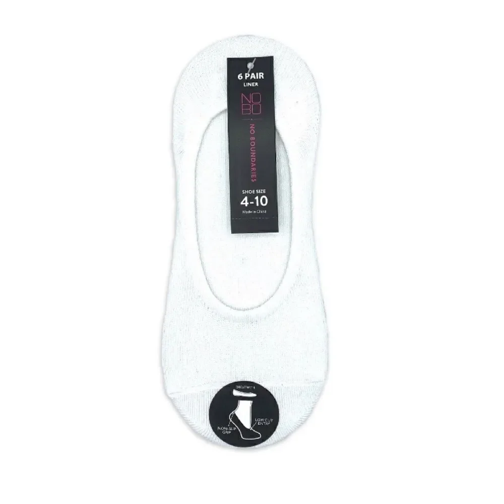 Women’s White Fashion Stay-Put & Low Liner Socks 2, 6-Packs Shoe Size 4-10